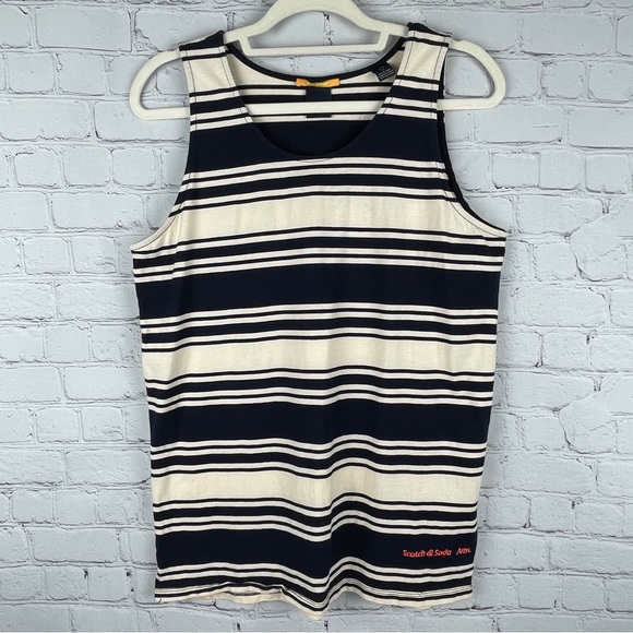 Scotch & Soda Tops - SCOTCH & SODA Amsterdam striped scoop neck Vacay Everyday cotton tank top size L